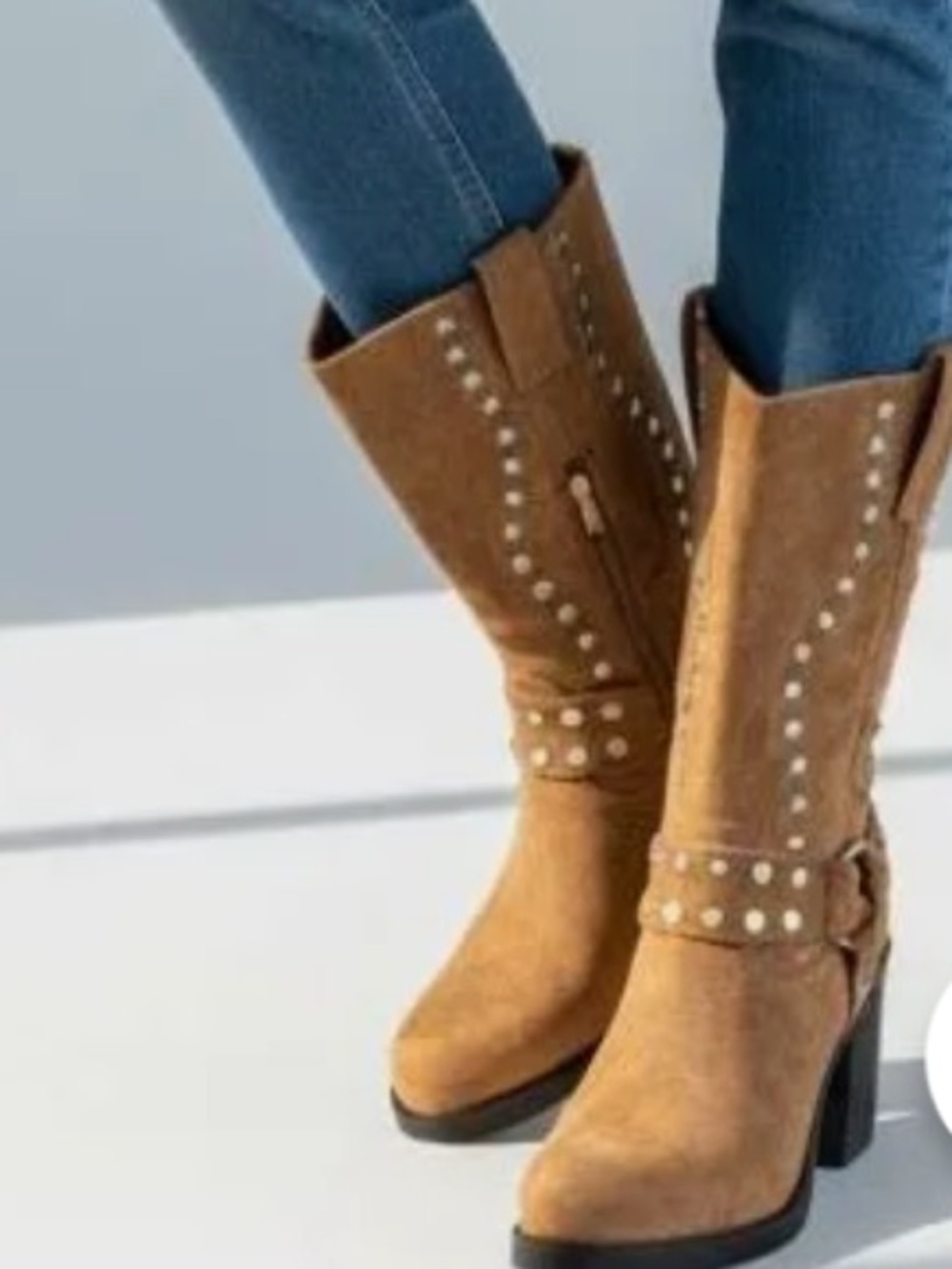 NWT! Madden Nyc Women's Moto Western Boots Studded Size 8 Faux Suede with Box - Picture 5 of 16